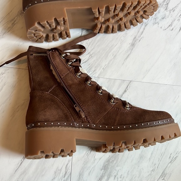 Steve Madden Rainier cognac suede leather platform lace up combat boots 10 - Picture 7 of 10